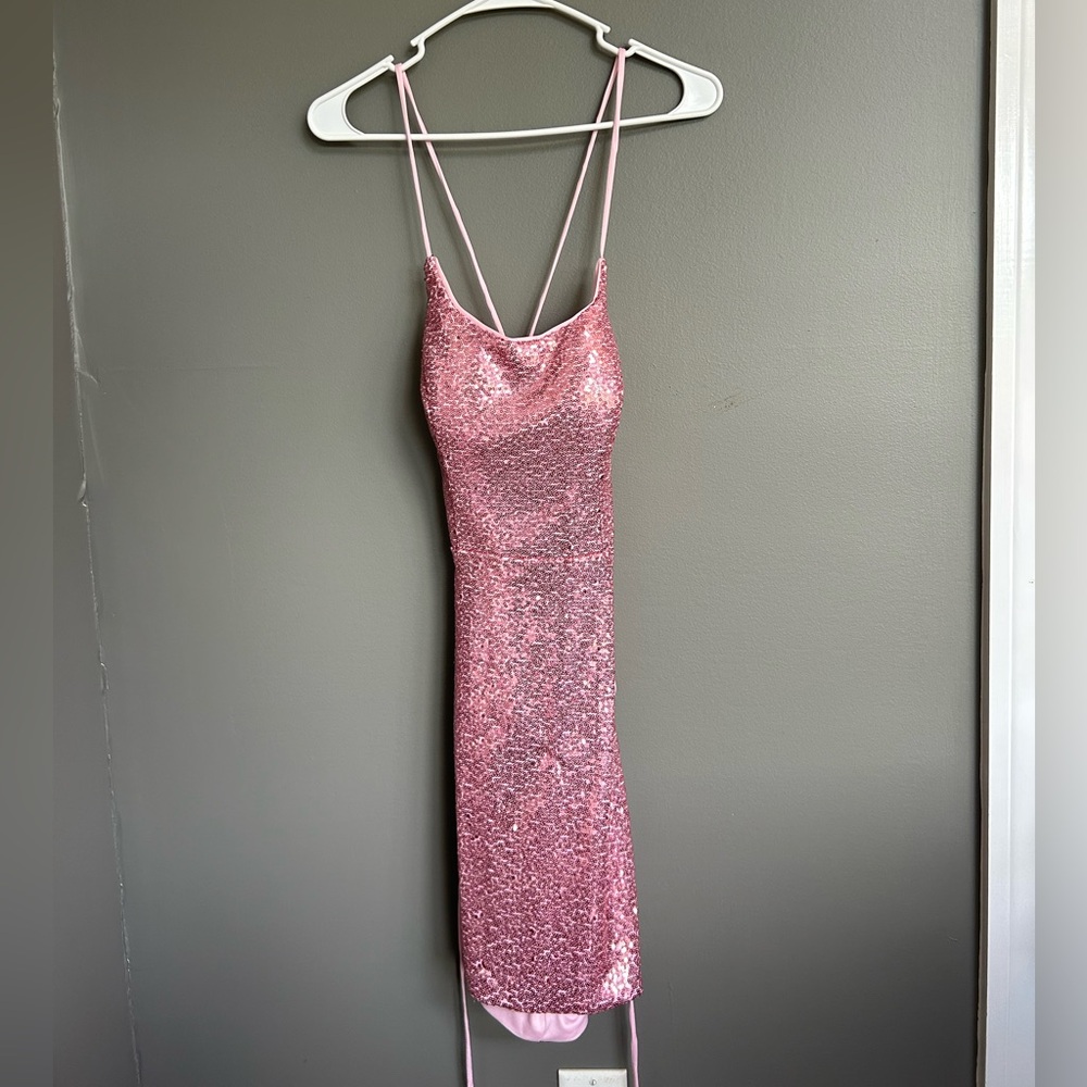 Light Pink Sequin Mini Dress